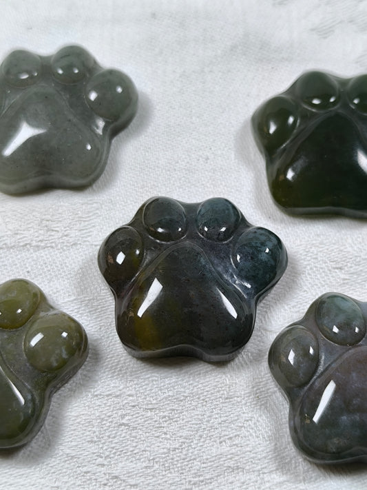Moss agate paw prints