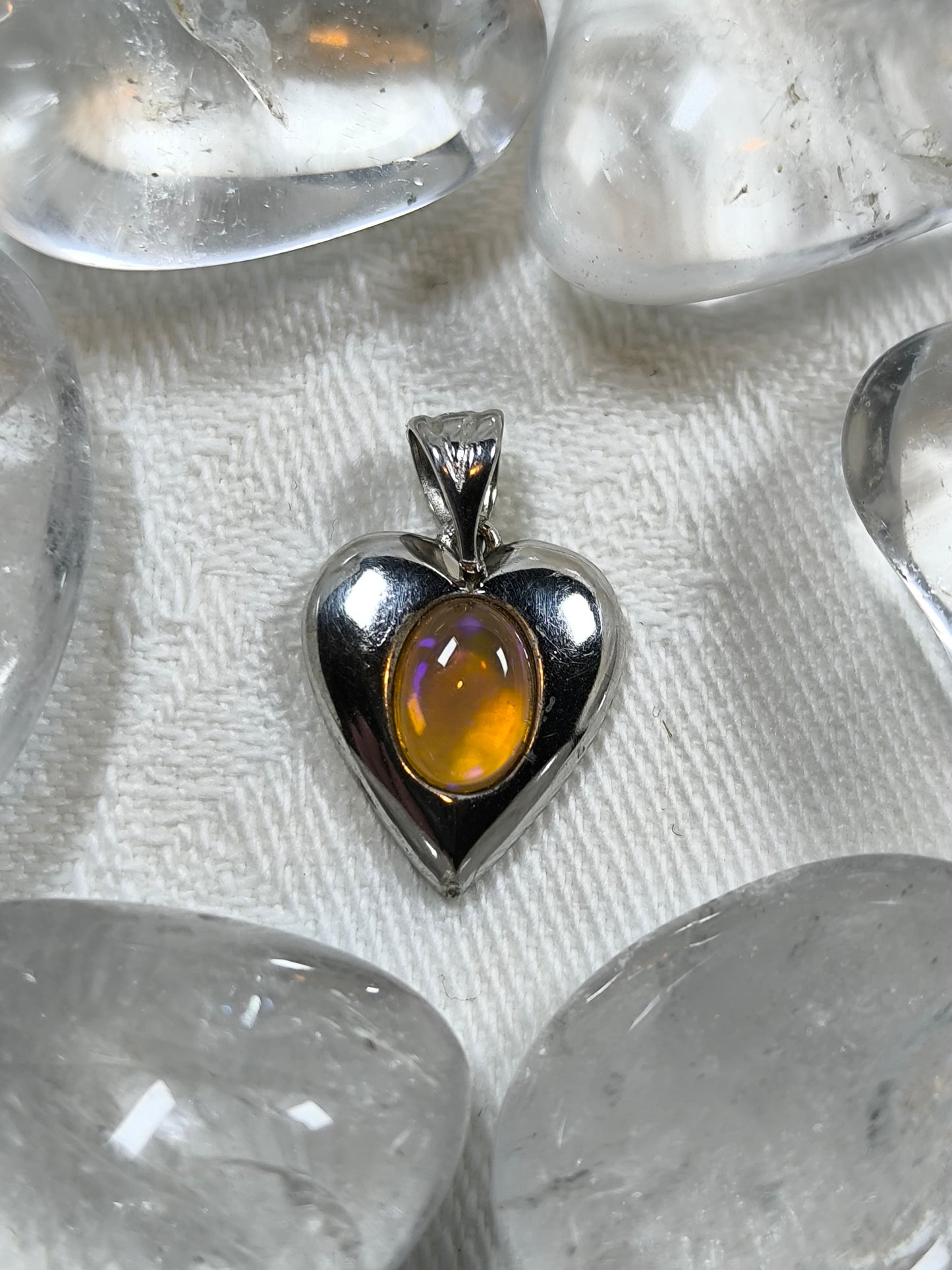Sterling silver opal heart pendant