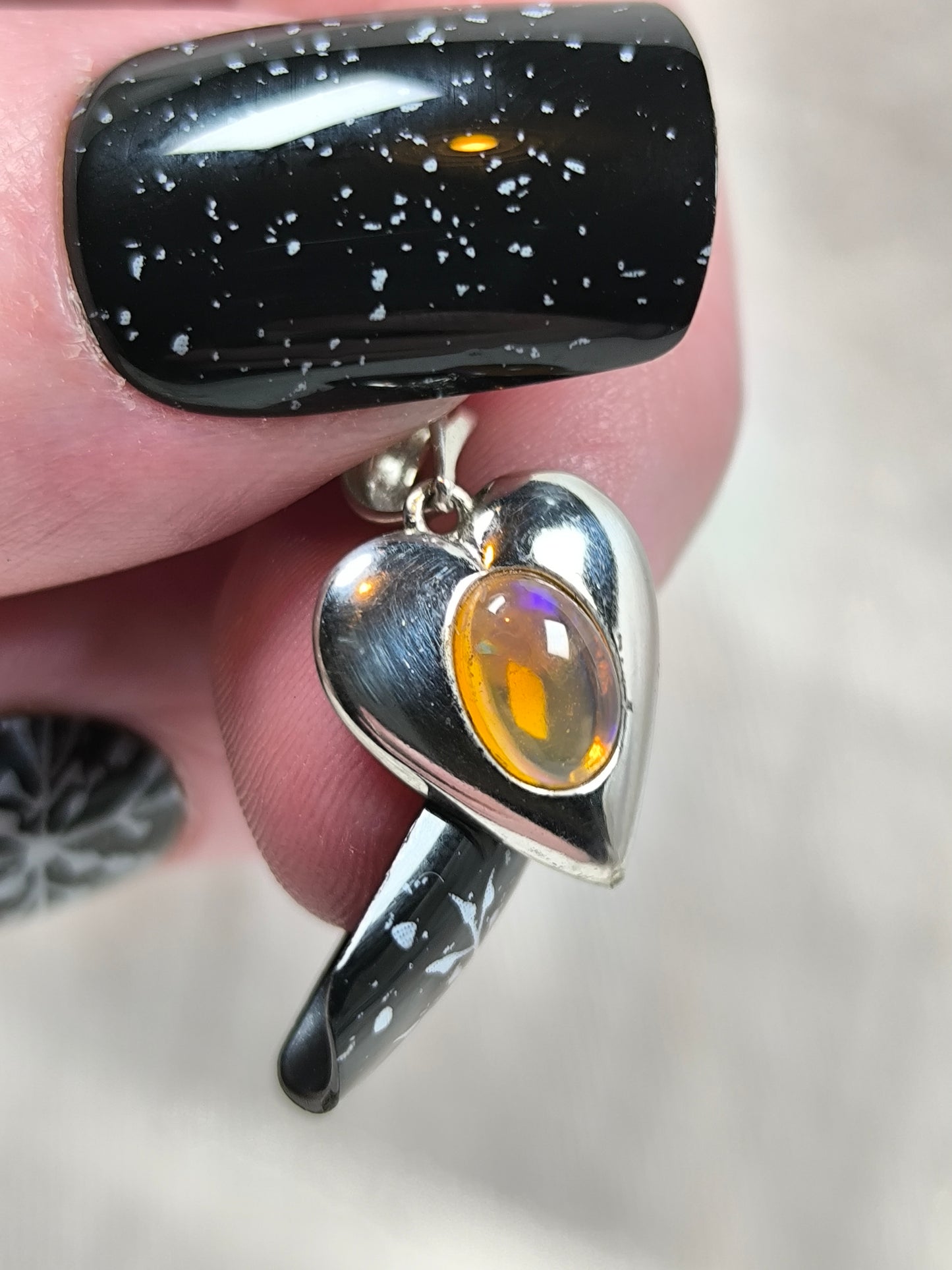 Sterling silver opal heart pendant