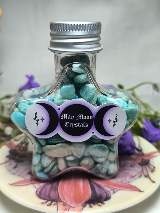 Amazonite crystal chip bottle