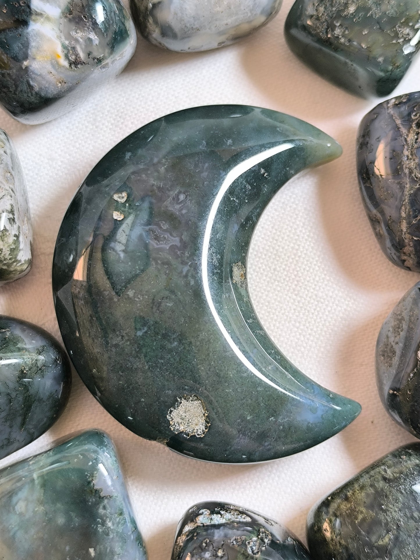 Moss agate moons