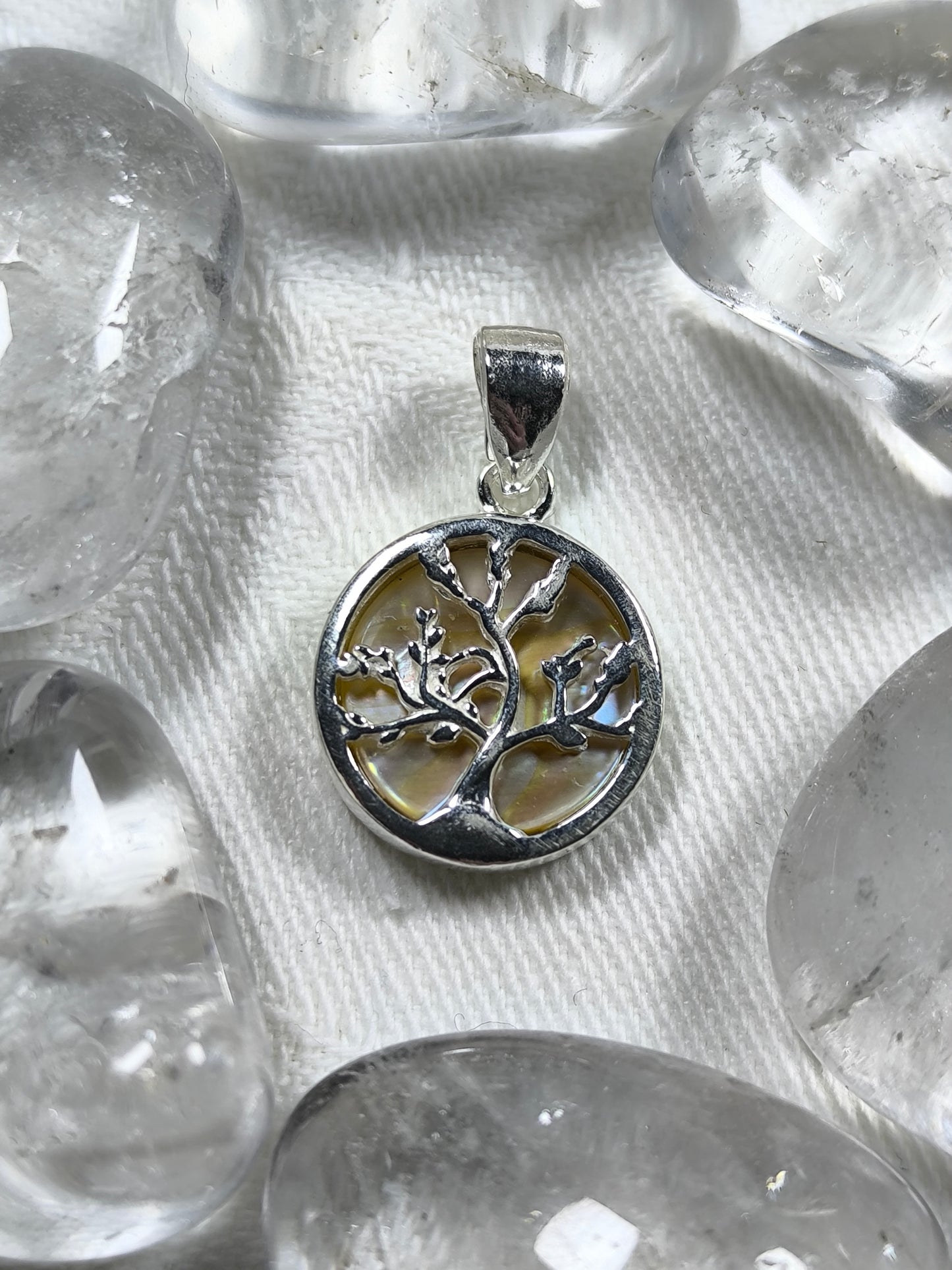 Sterling silver mother of pearl tree of life pendant
