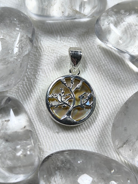 Sterling silver mother of pearl tree of life pendant