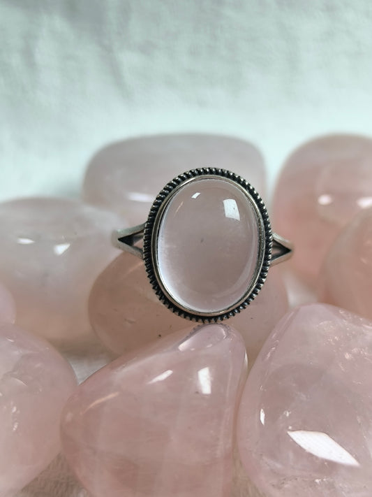 Preloved sterling silver adjustable rose quartz ring