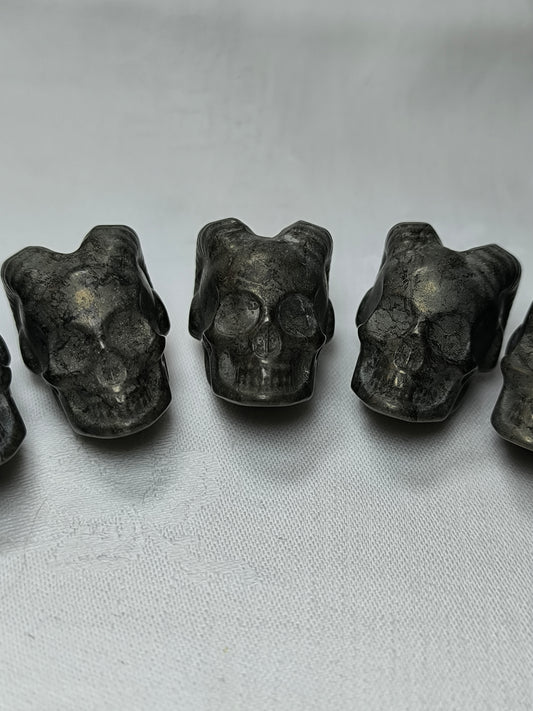 Horned pyrite skulls