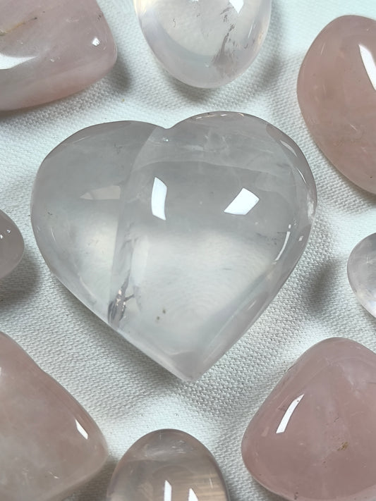 High quality snow rose quartz heart
