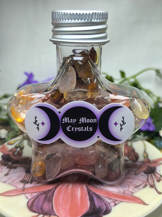 Fire quartz crystal chip bottle