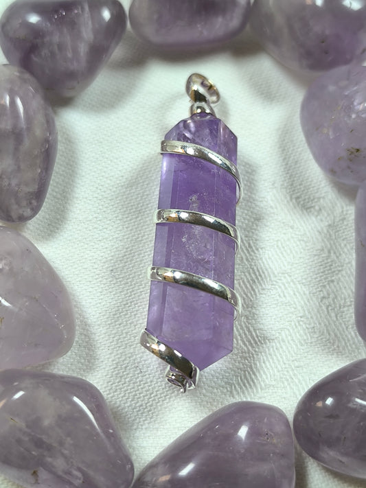Amethyst spiral point pendant