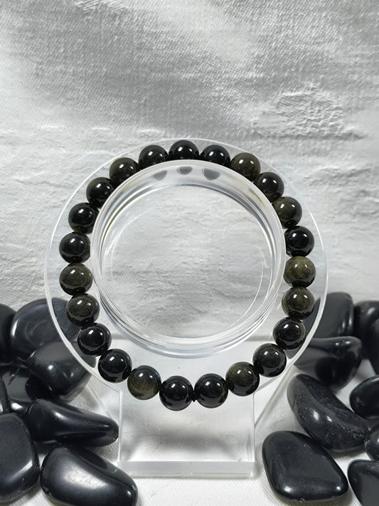 Gold sheen obsidian 8mm bracelet