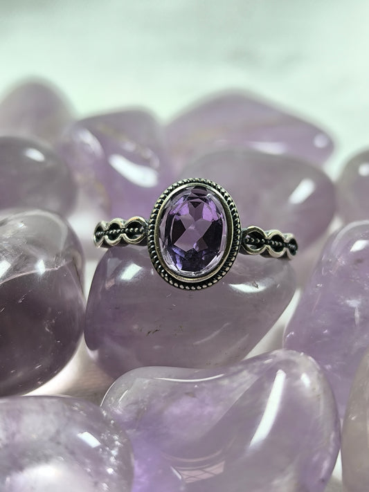 Sterling silver amethyst adjustable ring