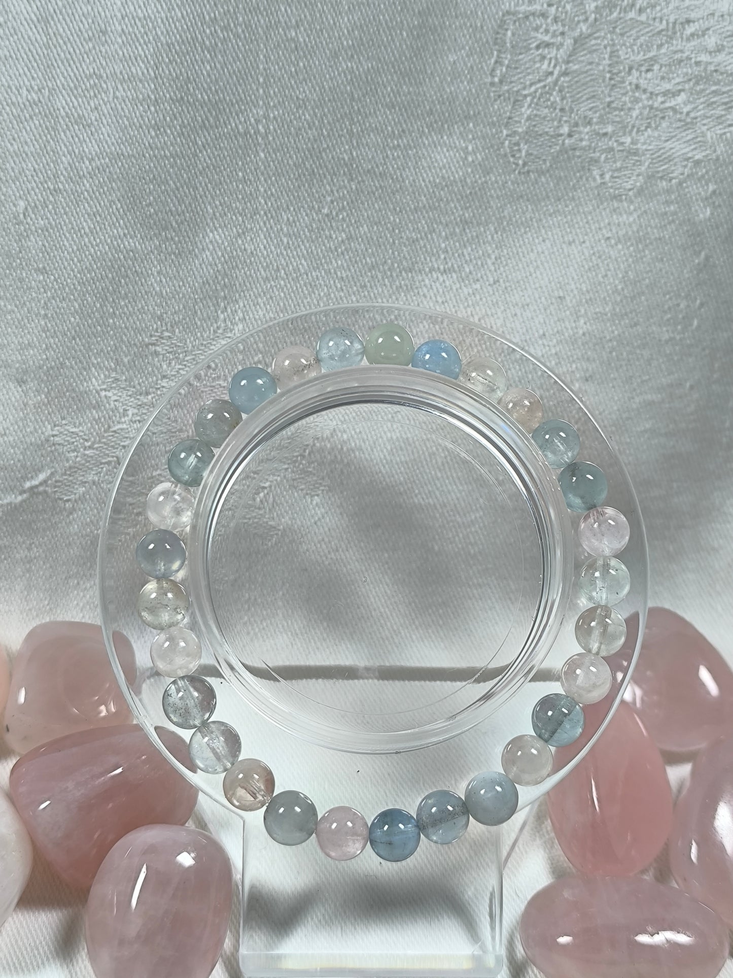 Morganite and Aquamarine 6mm bracelet
