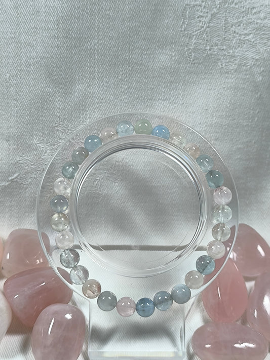 Morganite and Aquamarine 6mm bracelet