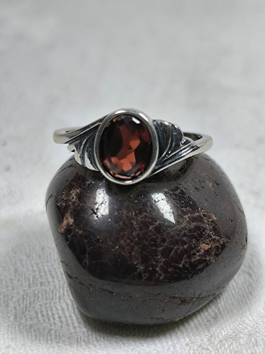 Sterling silver adjustable garnet ring