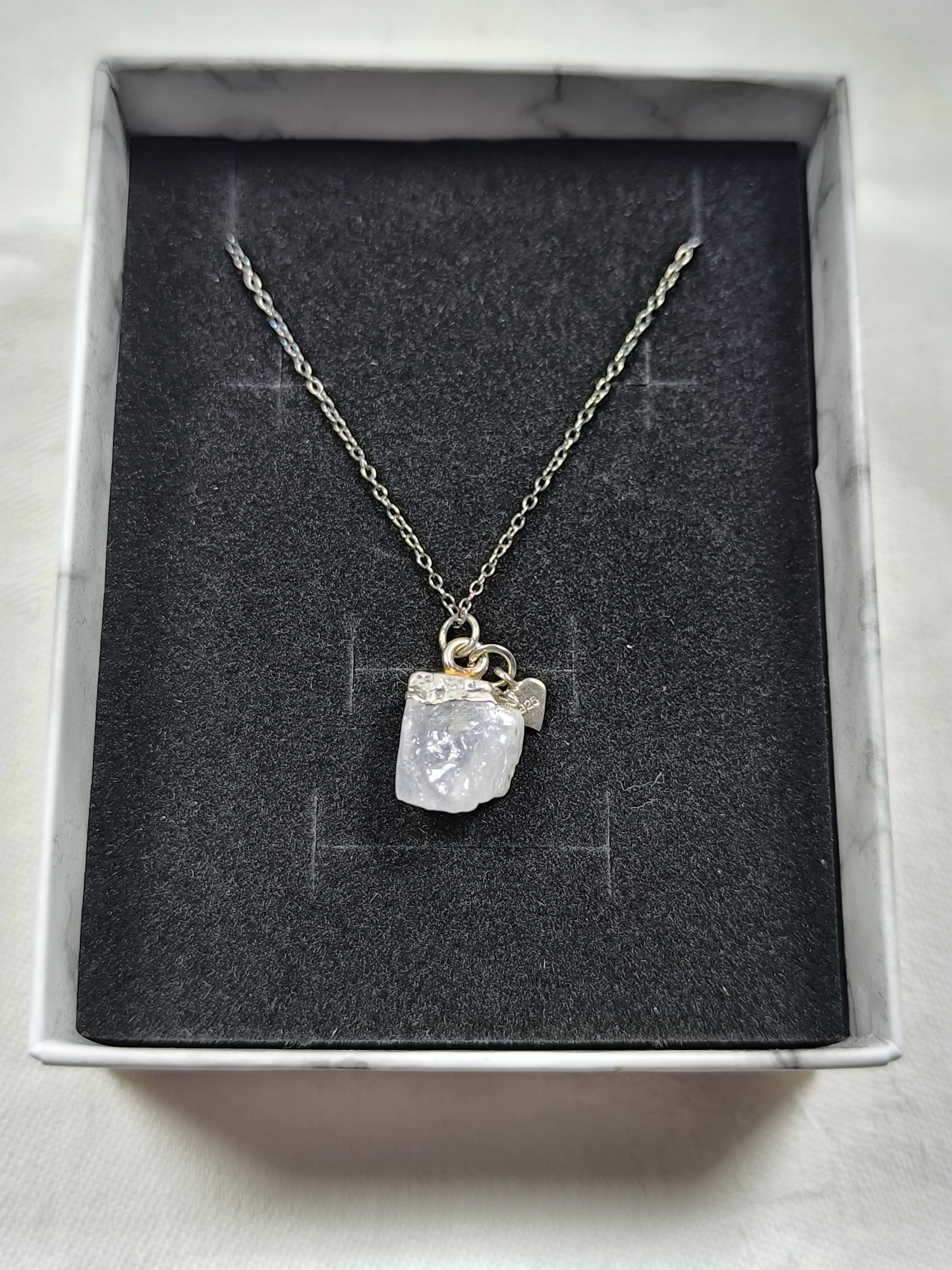 Sterling silver raw moonstone necklace