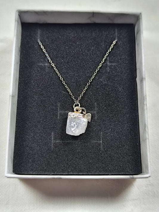 Sterling silver raw moonstone necklace