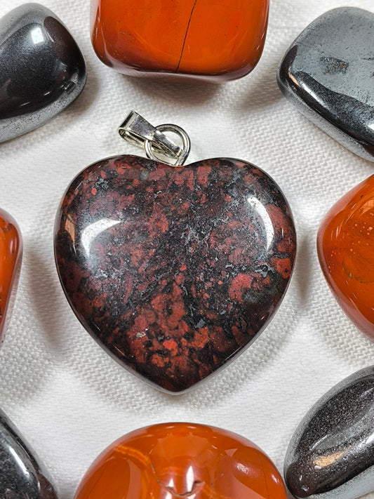 Red hematite heart pendant