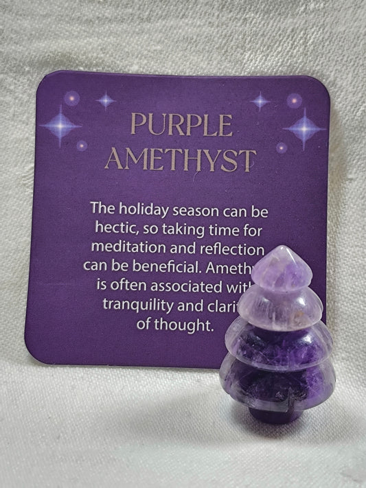 Mini amethyst Christmas tree with gift bag