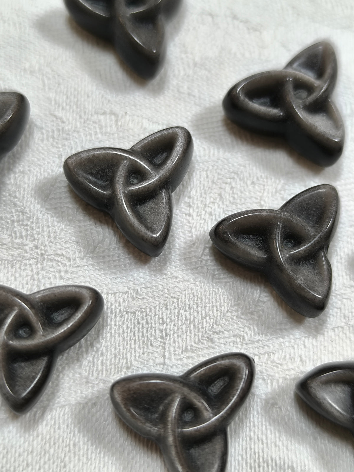 Silver sheen obsidian mini celtic knots