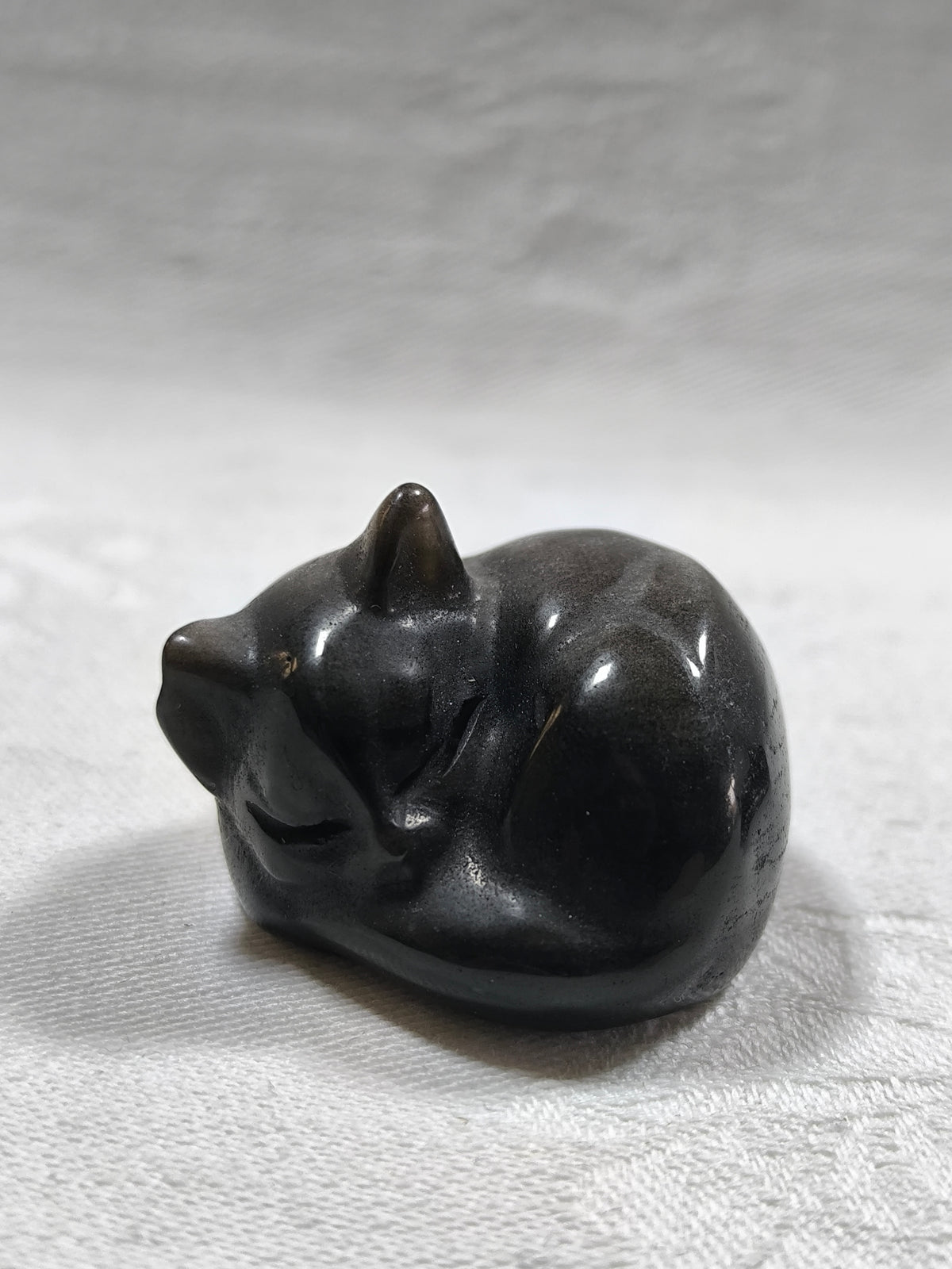 Silver sheen obsidian sleeping cats