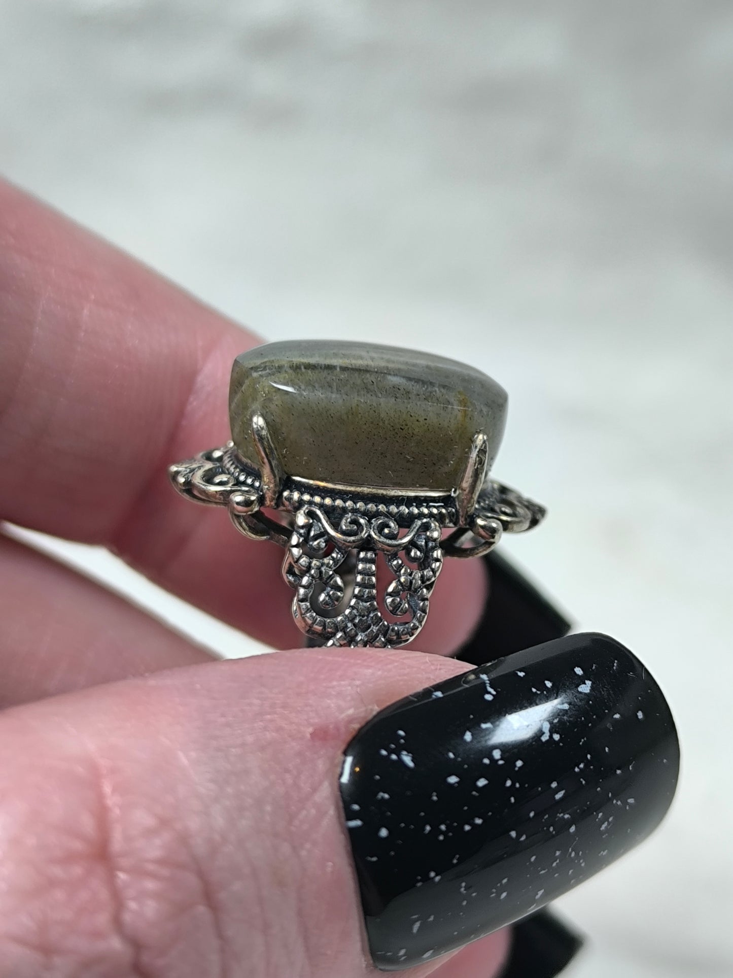 Sterling silver adjustable labradorite ring