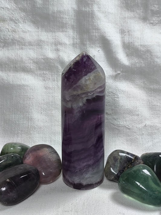 Rainbow fluorite cylinder