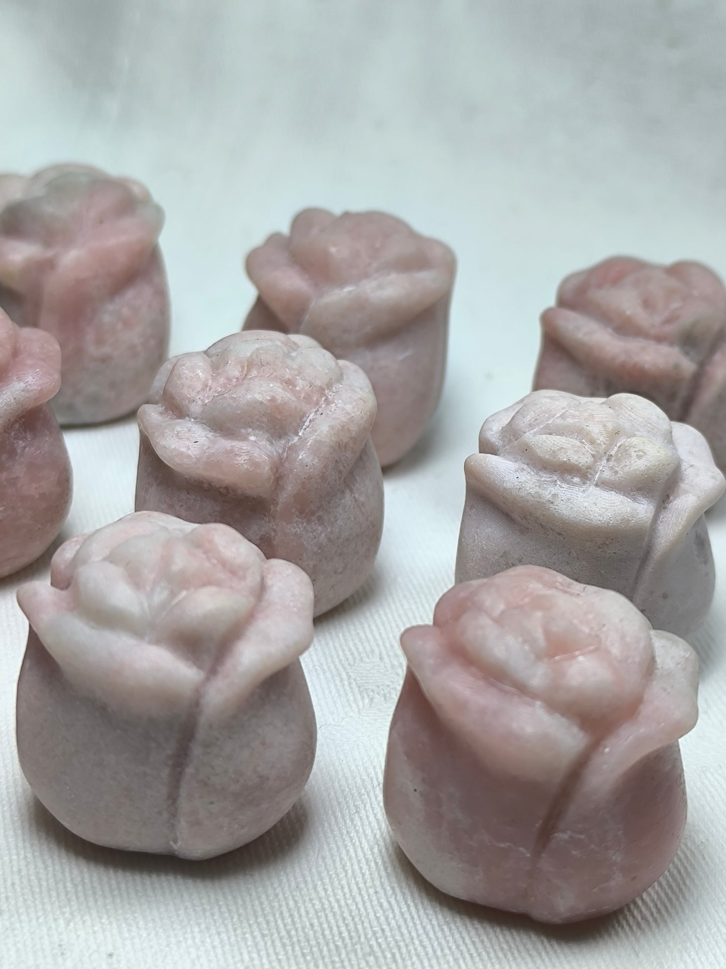 Pink opal rose carving