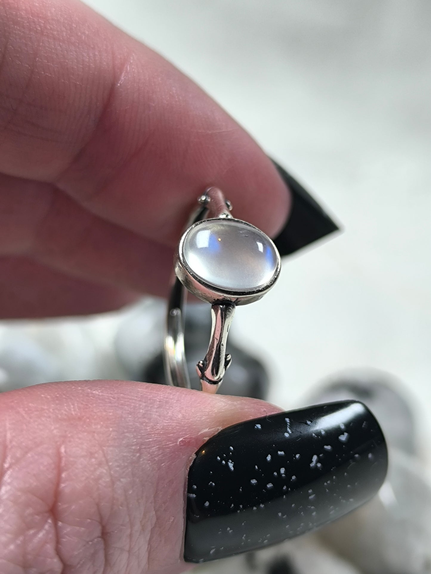 Sterling silver adjustable moonstone ring