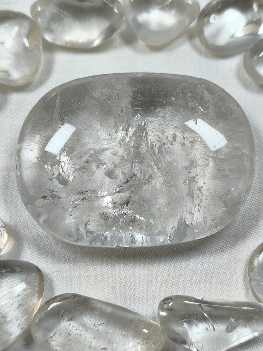 Clear quartz palm stone