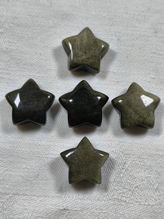 Gold sheen obsidian mini stars