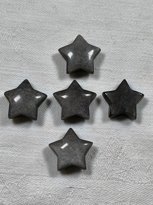 Silver sheen obsidian mini stars