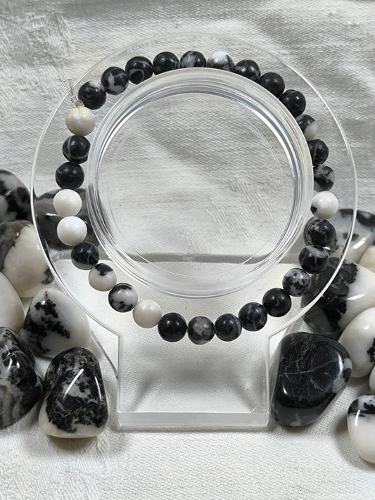 Zebra jasper 6mm bead bracelet