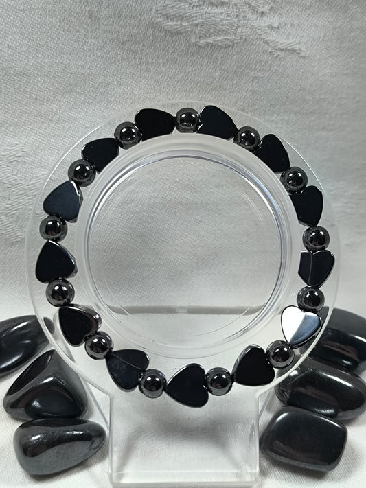 Hematite heart bracelet