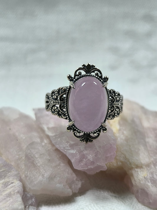 Sterling silver kunzite adjustable ring