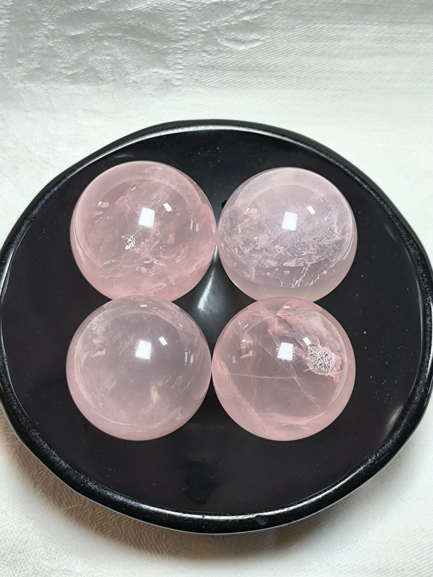 Rose quartz spheres