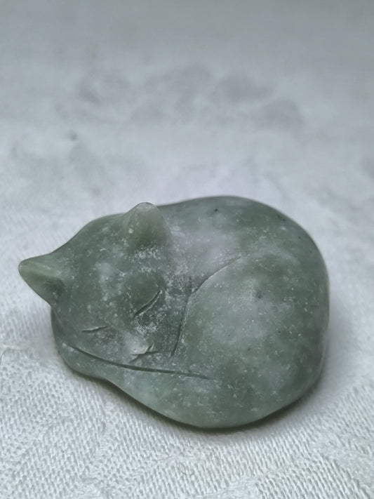 Green aventurine sleeping cats