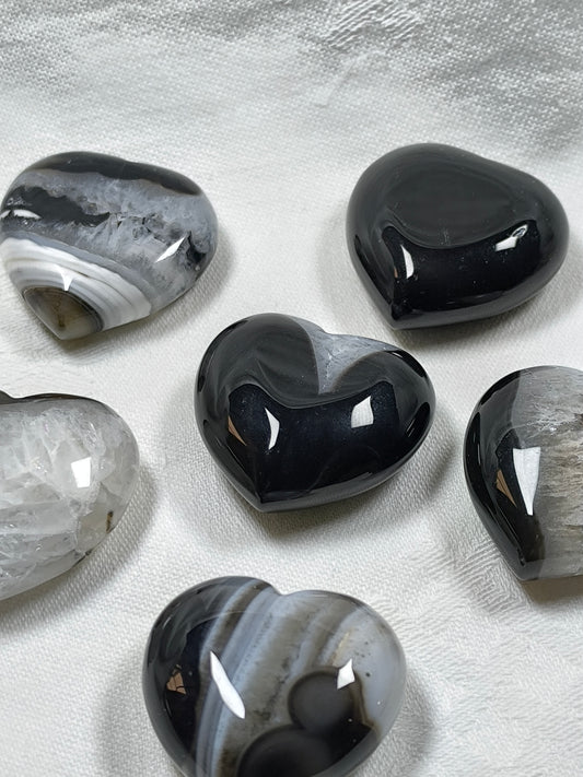 Black agate hearts