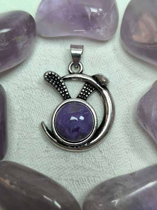 Charoite bunny ears pendant