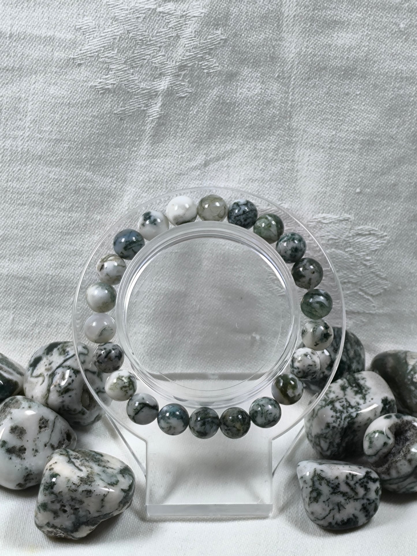 Moss agate 8mm bracelet