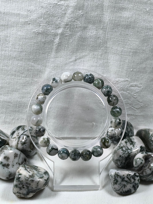 Moss agate 8mm bracelet