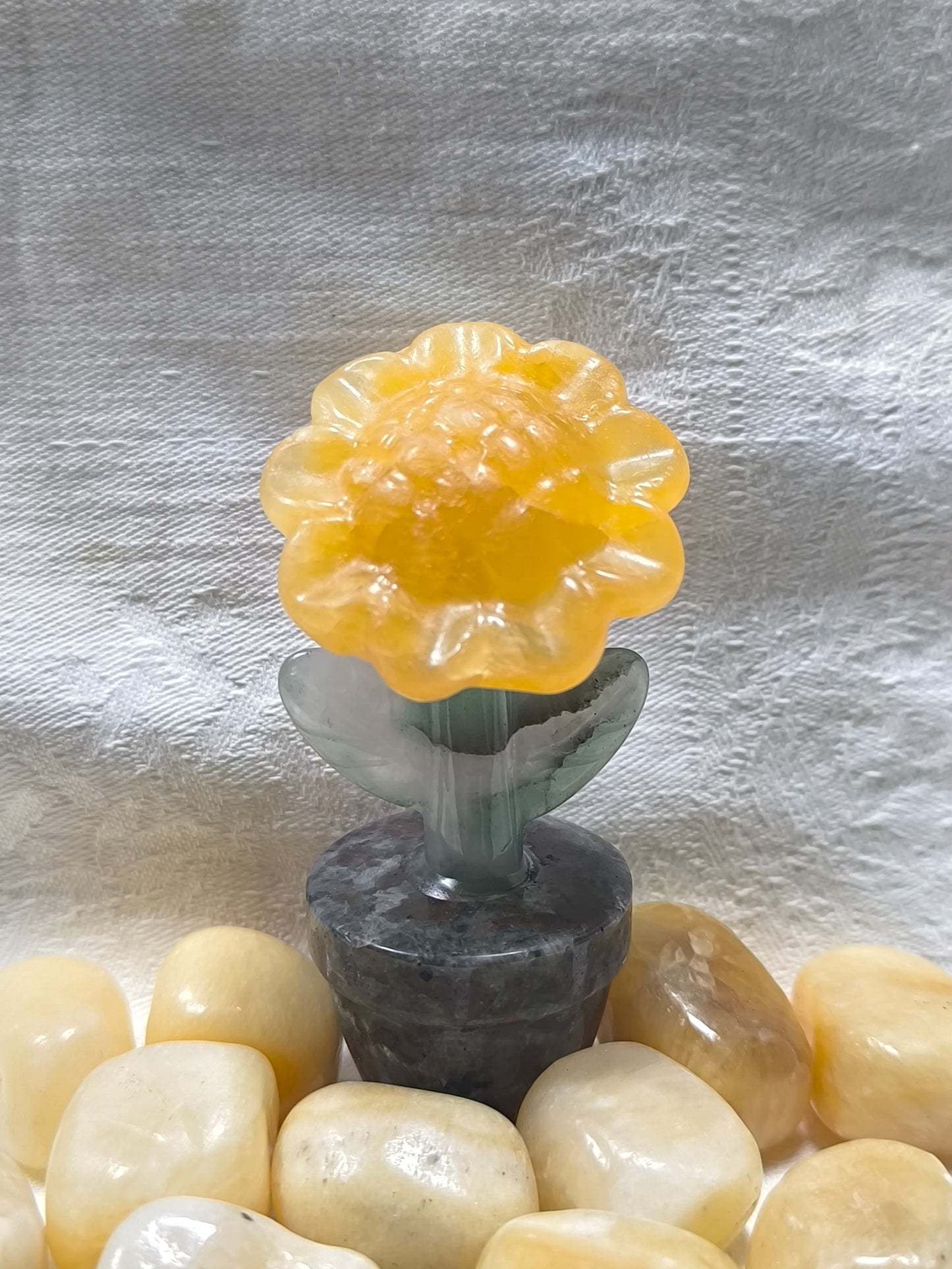 Yellow calcite potted sunflower
