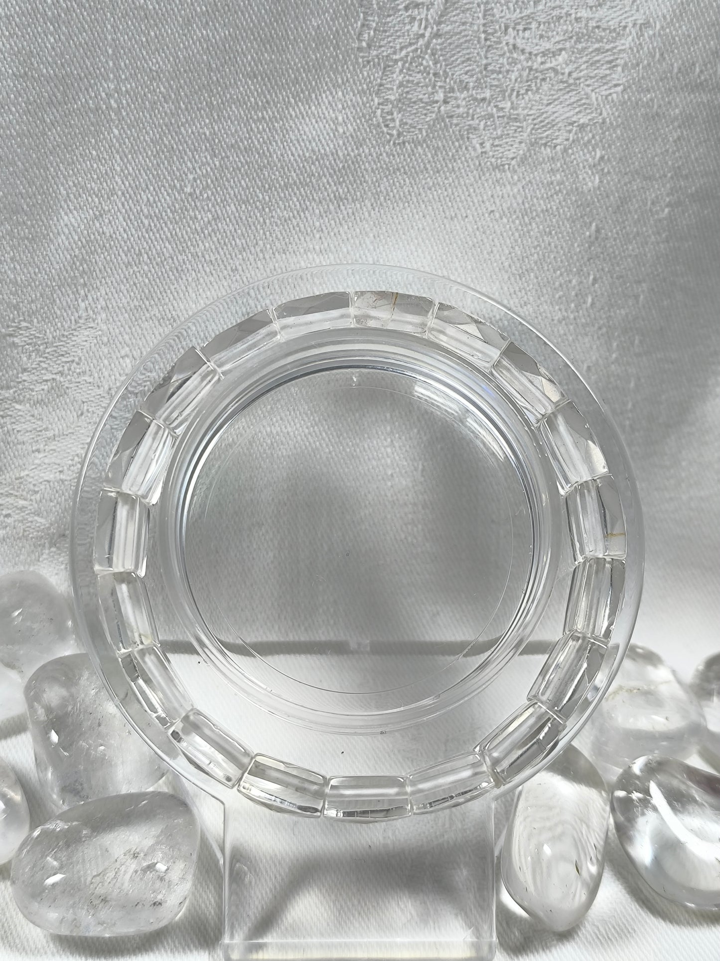 Clear quartz faceted stretchy bangle