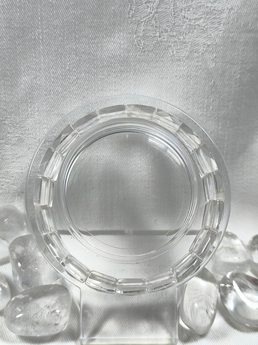Clear quartz faceted stretchy bangle