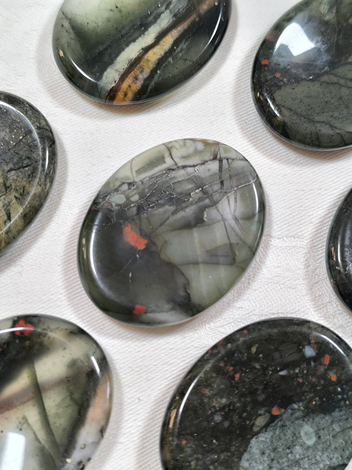 Bloodstone worry stones
