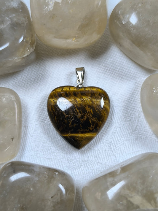 Mini tigers eye heart pendant
