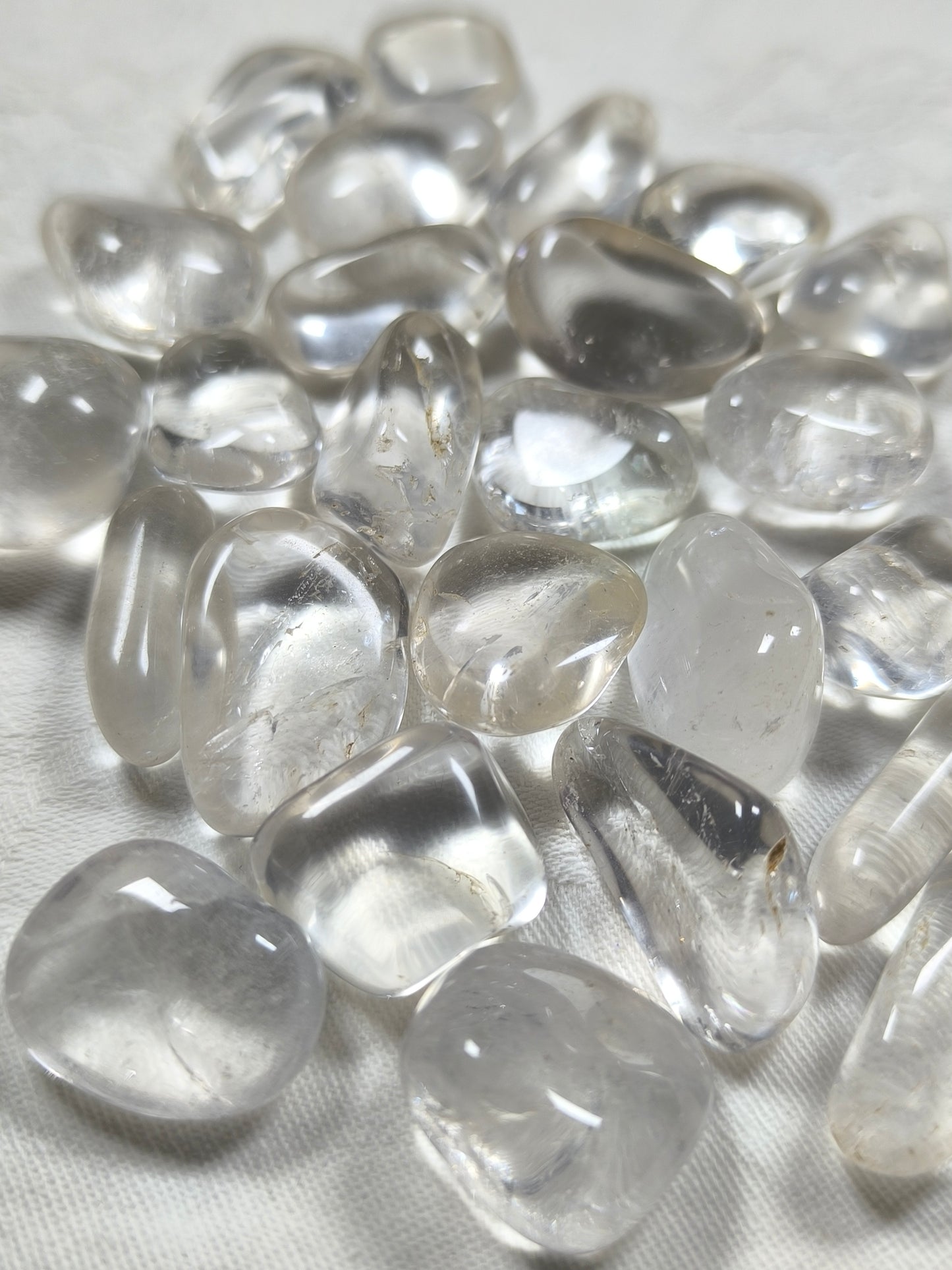 Clear quartz tumbles