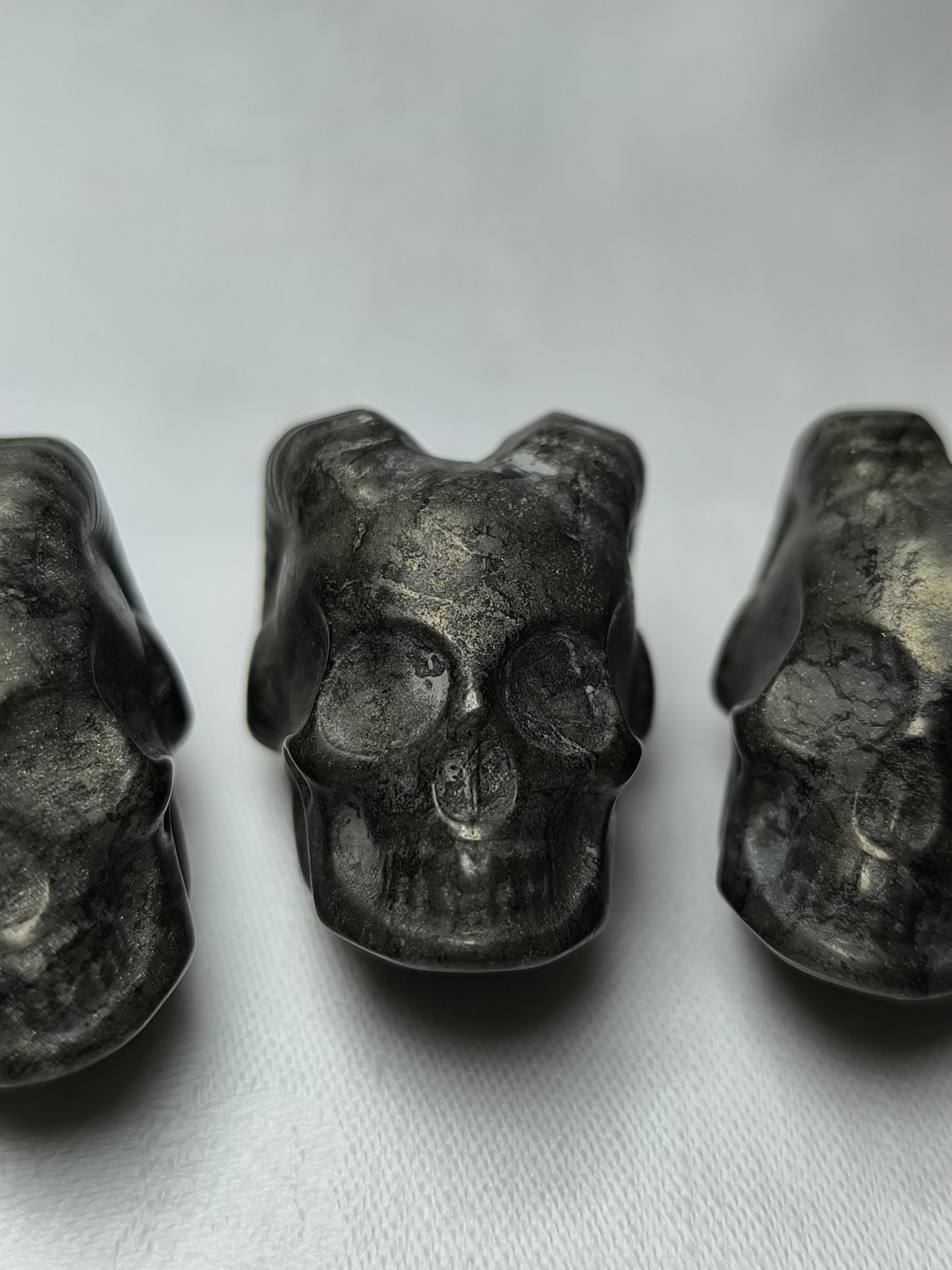 Horned pyrite skulls
