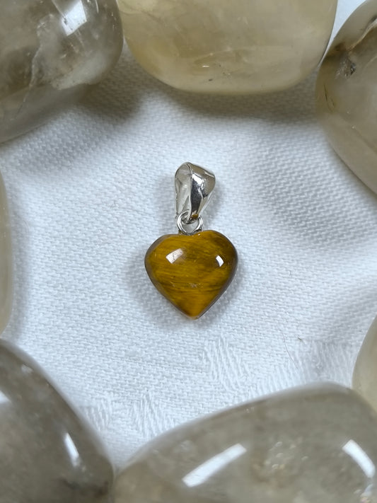 Sterling silver tigers eye mini heart pendant