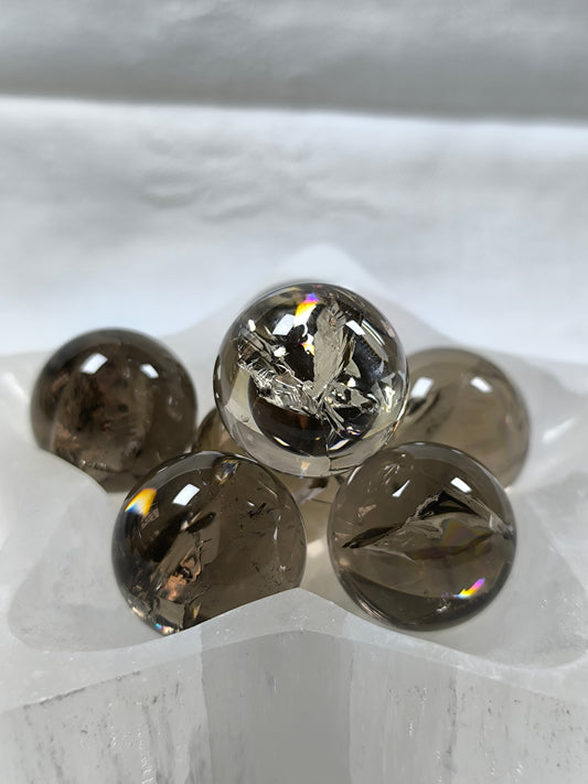 Mini HQ smoky quartz spheres