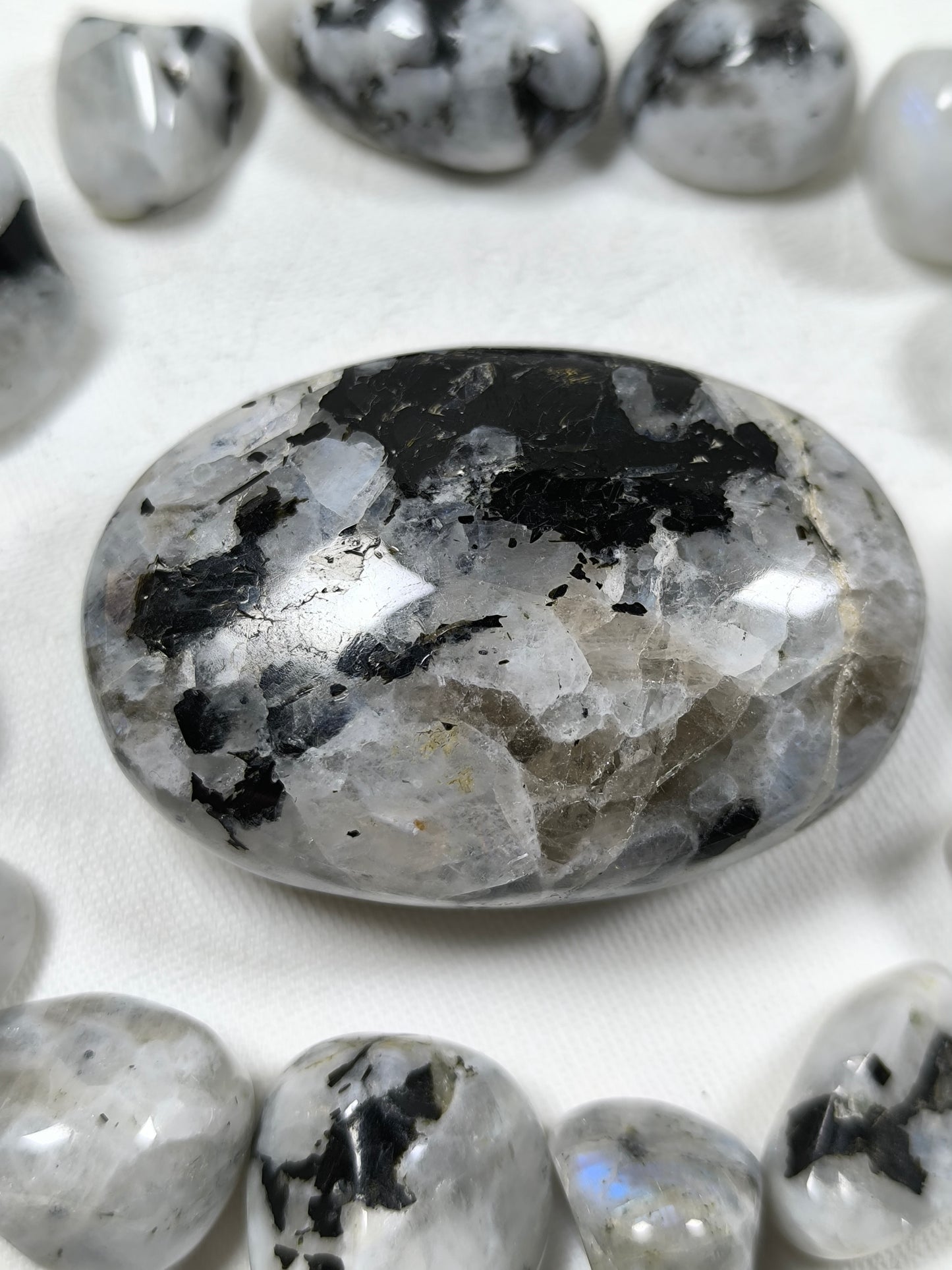 Rainbow moonstone palm stone